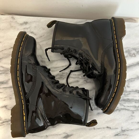 Dr Martens 1460 Black Patent Leather Lace-Up moto combat Boots size 9 women - Picture 9 of 15